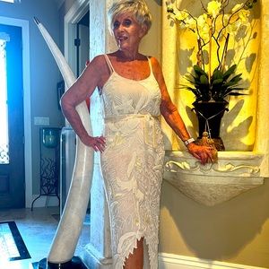 Vintage Swee Lo hand beaded silk strappy dress